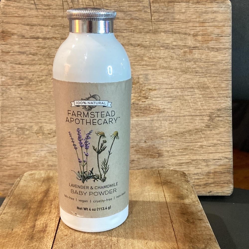 100% Natural FARMSTEAD APOTHECARY lavender and chamomile BABY POWDER
